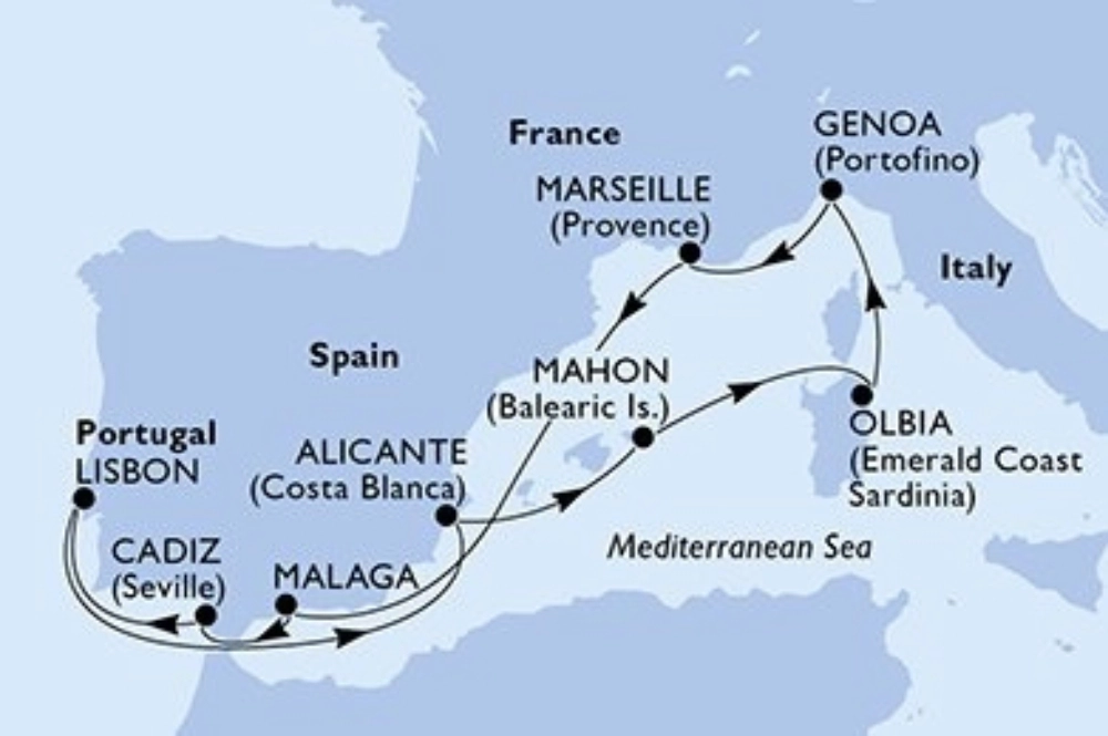 Mapa do Itinerário do Cruzeiro